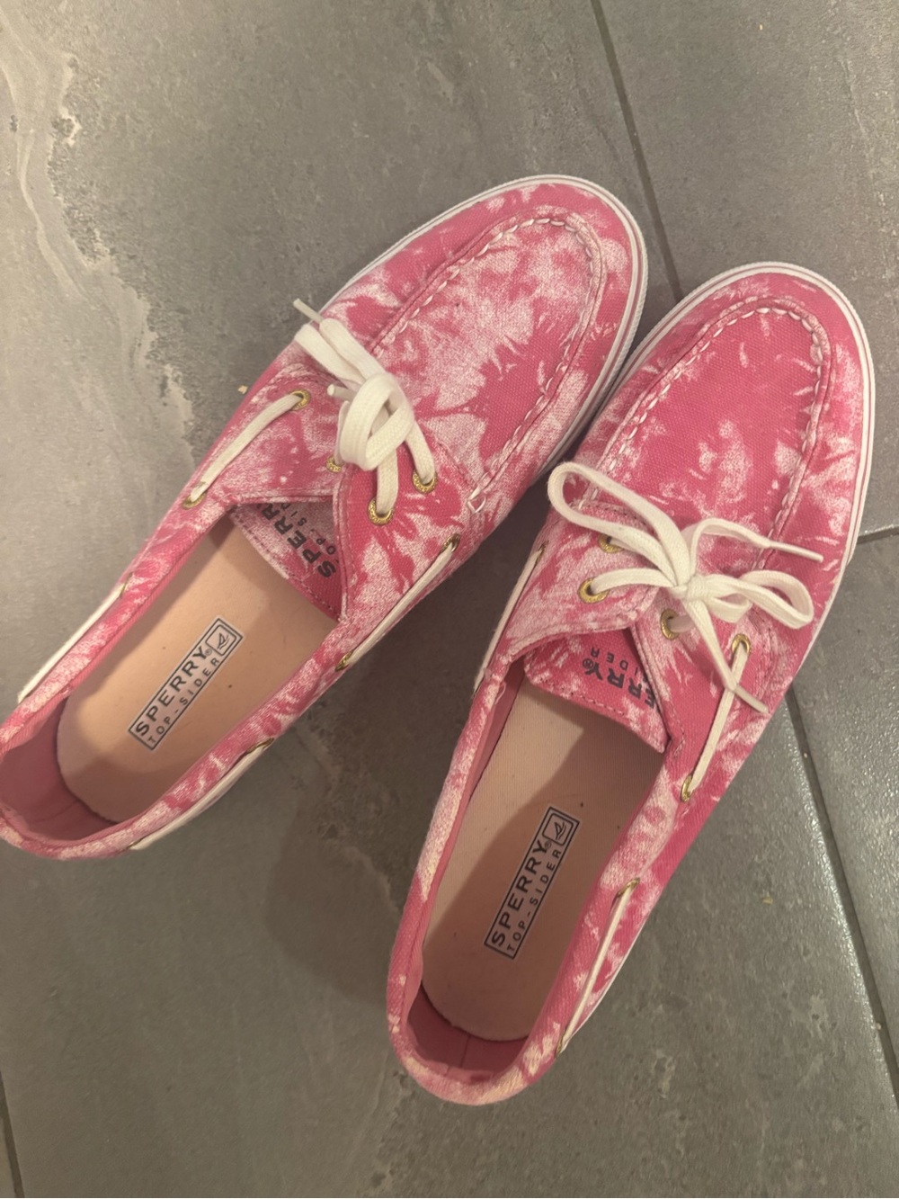 Sperry Top sider Pink white Tie-Dye design Women's shoes